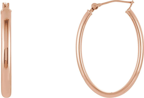 Oval Hoop Earrings, 14k Rose Gold (20mm)