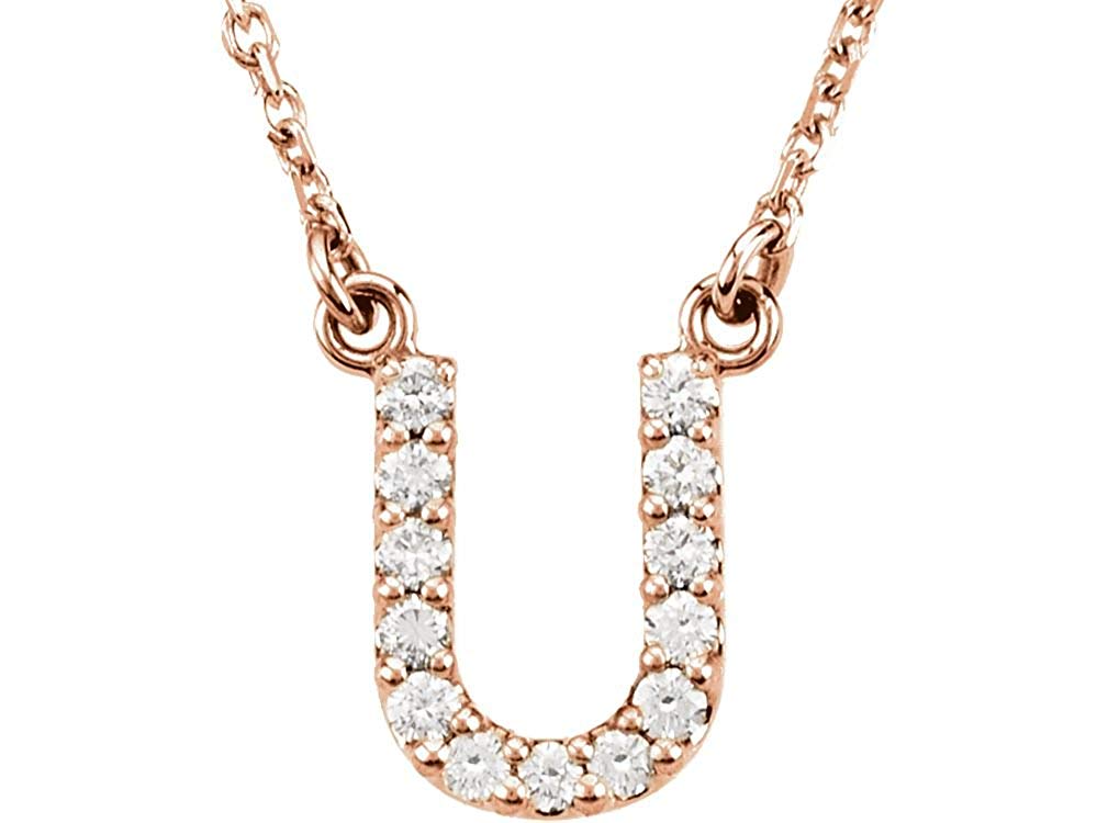 14k Rose Gold Diamond Initial 'U' 1/8 Cttw Necklace, 16" (GH Color, I1 Clarity)