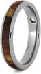 Aquamarine, Petrified Wood 4mm Comfort-Fit Titanium Wedding Band, Size 6.25