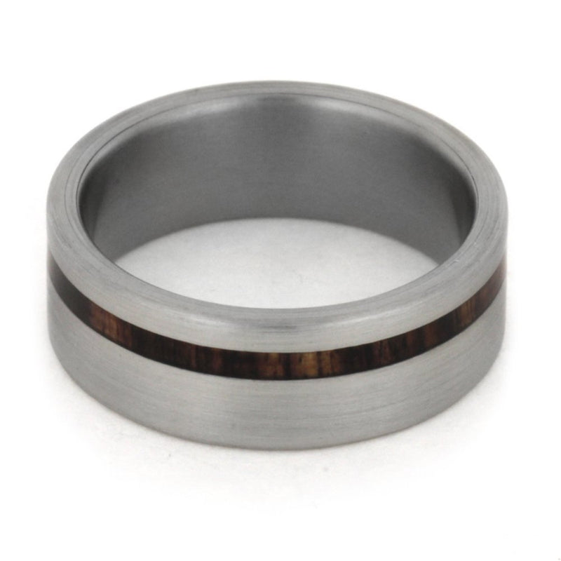 King Wood Inlay 7mm Comfort-Fit Brushed Titanium Wedding Band, Size 10.25