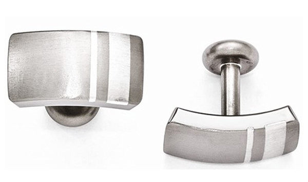 Wellington Collection Brushed Titanium and Sterling Silver Cuff Links, 13X23MM