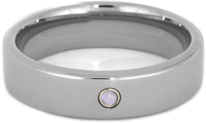 Opal Cabochon 6mm Comfort-Fit Titanium Band, Size 15.5