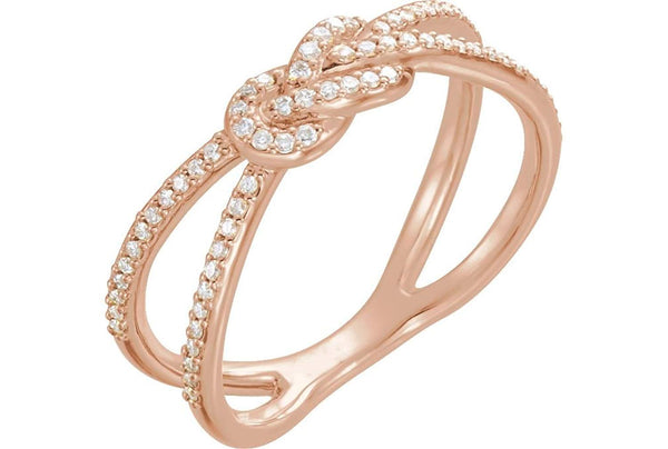 Diamond Knot Comfort-Fit Ring, 14k Rose Gold (1/5 Ctw, Color G-H, Clarity I1 ), Size 7