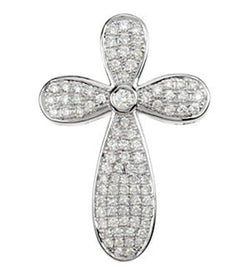 Diamond Micro Pavé Cross 14k White Gold Pendant (GH Color, I1 Clarity, 5/8 Cttw)