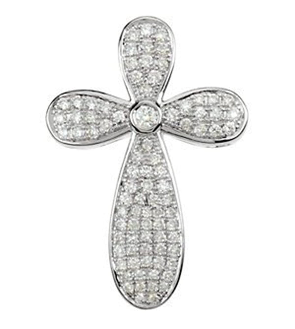 Diamond Micro Pavé Cross 14k White Gold Pendant (GH Color, I1 Clarity, 5/8 Cttw)