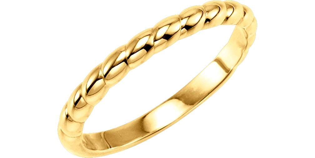 Rope Trimmed Stackable 2.5mm 14k Yellow Gold Ring