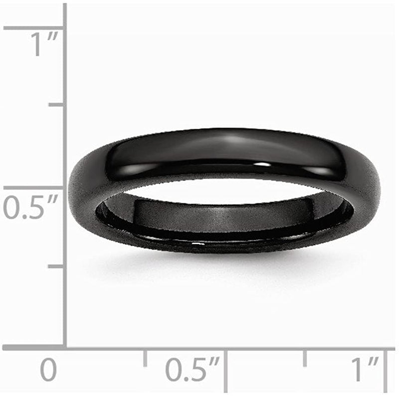 Men's Polished Black Ceramic 4mm Domed Comfort-Fit Wedding Band Size 9.5