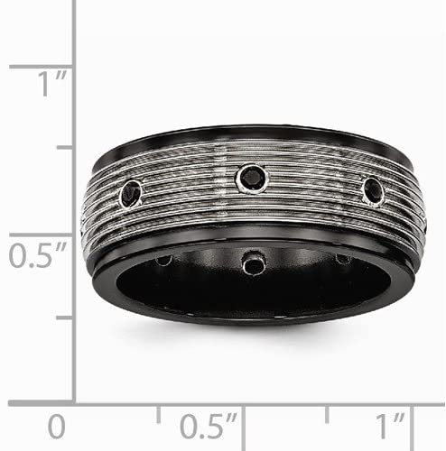 Edward Mirell Black Titanium and Titanium and Spinel Grooved 9mm Wedding Band