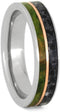 The Men's Jewelry Store (Unisex Jewelry) Peridot Box Elder Burl Wood, Concrete, Copper 5mm Titanium Comfort-Fit Wedding Band, Size 6.25