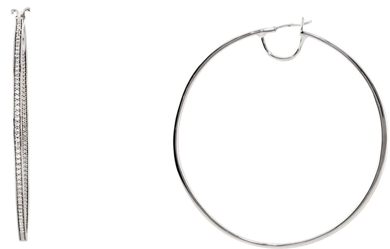 CZ Inside-Outside Hoop Earrings, Sterling Silver (52.59X2.45)