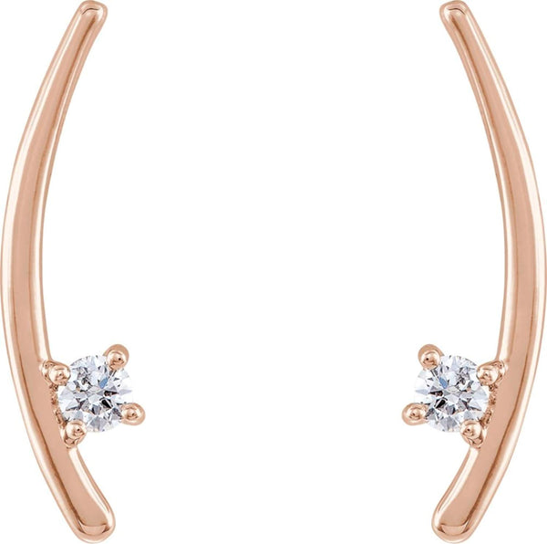 Diamond Ear Climbers, 14k Rose Gold (.125 Ctw, G-H Color, I1 Clarity)