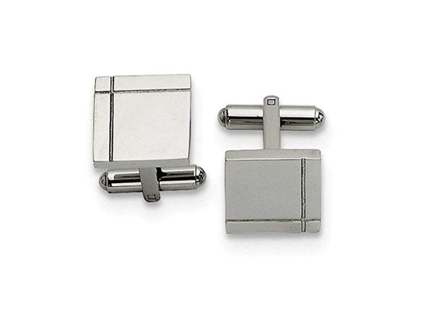 Stainless Steel Polished Square Cuff Links, 16X15MM