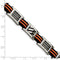 Men's Polished Stainless Steel Cable 11mm Black and Orange Rubber Bracelet 8.5"