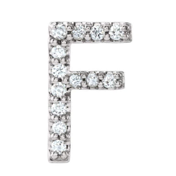 Sterling Silver Diamond Letter 'F' Initial Stud Earring (Single Earring) (.05 Ctw, GH Color, I1 Clarity)