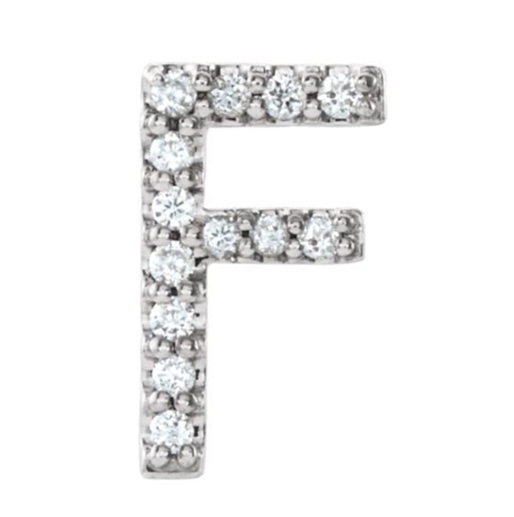 Platinum Diamond Letter 'F' Initial Stud Earring (Single Earring) (.05 Ctw, GH Color, SI2-SI3 Clarity)