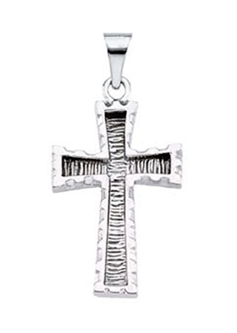 Christian Cross Rhodium-Plated 14k White Gold Pendant (23.00X16.00 MM)