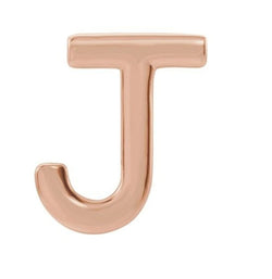 Initial Letter 'J' 14k Rose Gold Stud Earring (Single Earring)