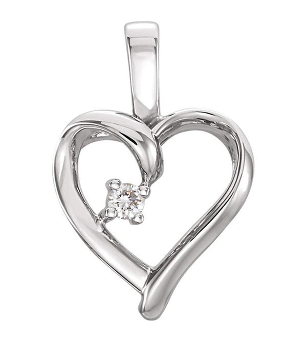 14k White Gold .02 Cttw. Diamond Heart Pendant