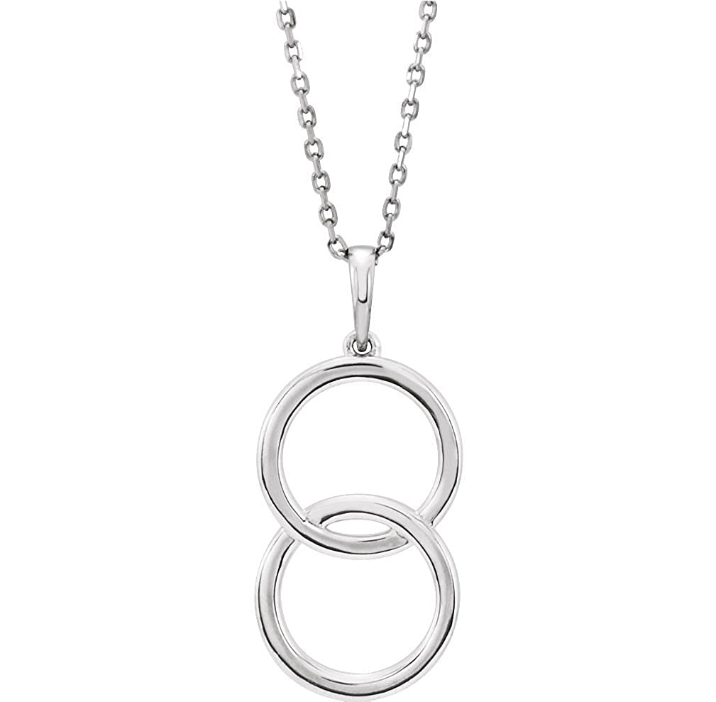 Interlocking Circle Necklace, Rhodium-Plated 14k White Gold, 18"