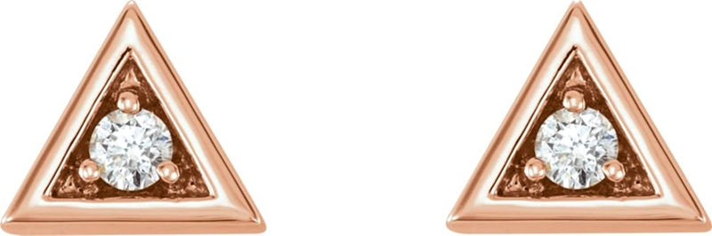 Diamond Triangle Earrings, 14k Rose Gold (.125 Ctw, GH Color, I1 Clarity)