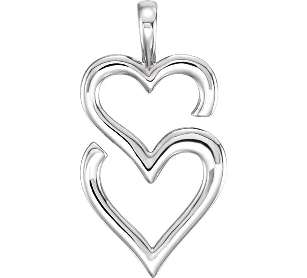 Double Heart Pendant, Sterling Silver