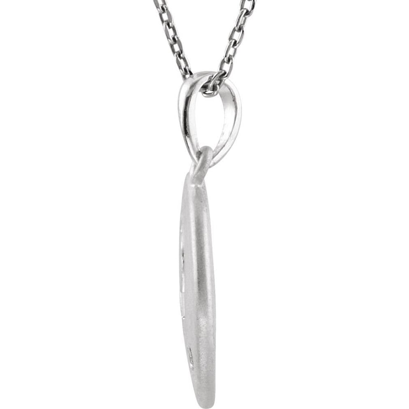 Diamond Number '9' Sterling Silver Pendant Necklace, 18" (.005 Cttw)