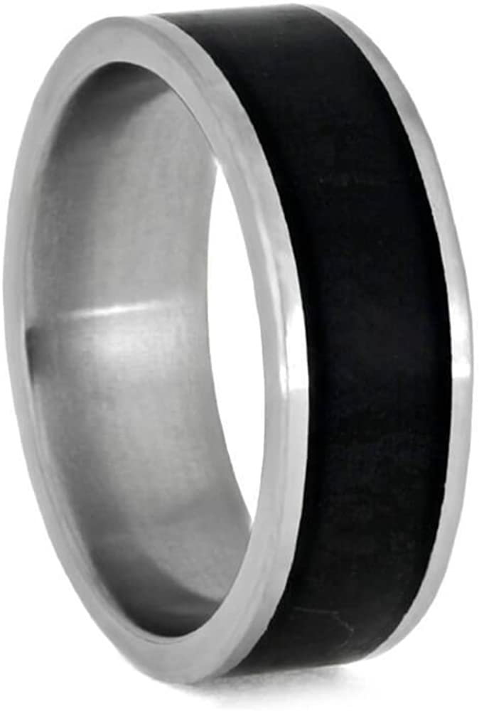 The Men's Jewelry Store (Unisex Jewelry) Black Jade 8mm Comfort-Fit 8mm Matte Titanium Wedding Band