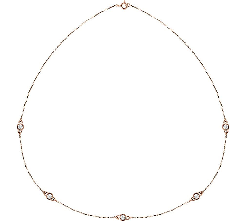 Diamond Solitaire 14k Rose Gold Pendant Necklace, 18" (1.00 Cttw)