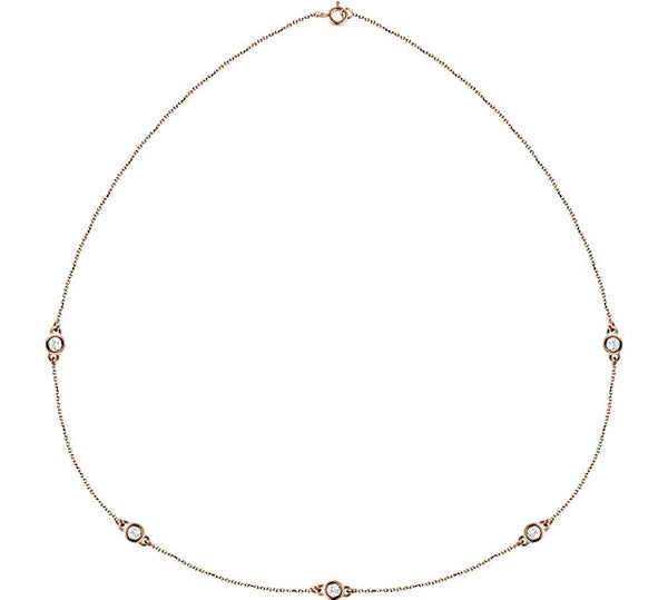 Diamond Solitaire 14k Rose Gold Pendant Necklace, 18" (1.00 Cttw)