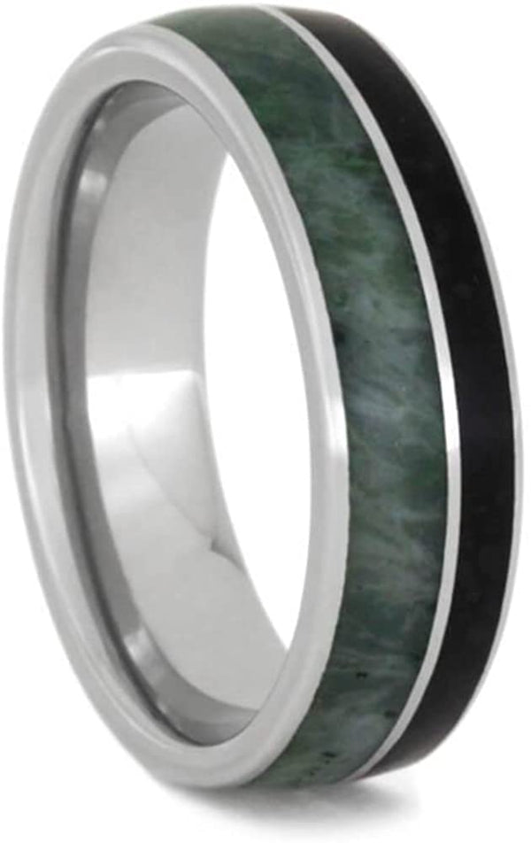 The Men's Jewelry Store (Unisex Jewelry) Jade, Obsidian 6.5mm Titanium Comfort-Fit Wedding Band, Size 8.75