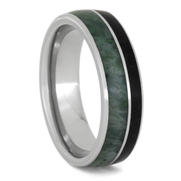 Jade, Obsidian 6.5mm Titanium Comfort-Fit Wedding Band