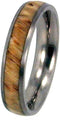 Black Ash Burl Inlay 4mm Comfort Fit Matte Titanium Wedding Band, Size 5.25