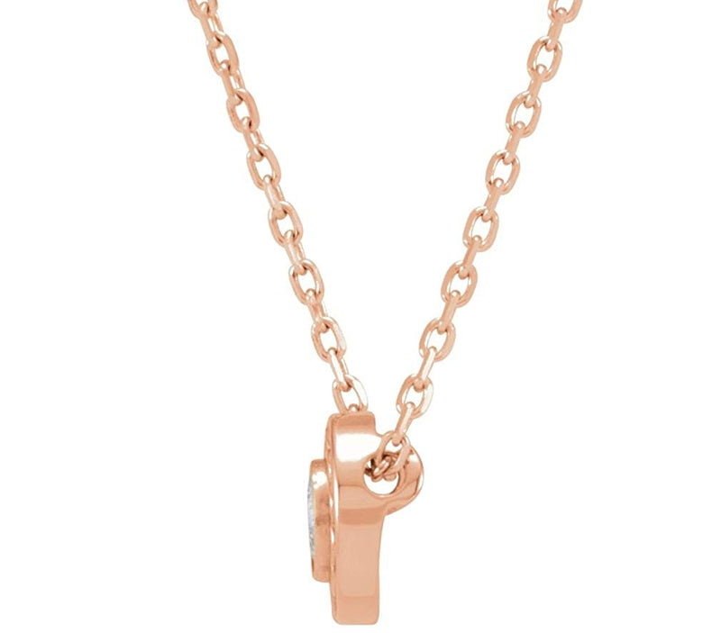 Diamond Solitaire Inifinity Trim 14k Rose Gold Pendant Necklace, 16" (.10 Cttw)