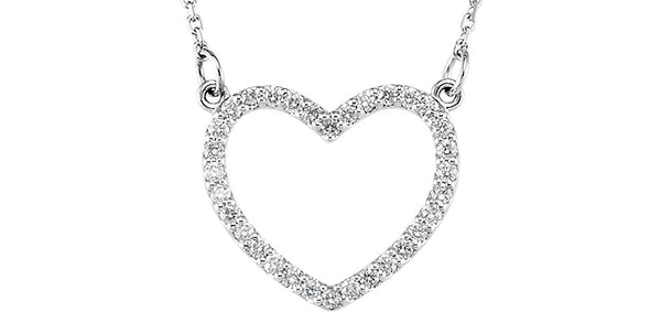 Diamond Heart .25 Cttw 14k White Gold Necklace, 16" (1/4 Cttw. GH Color, I1 Clarity)