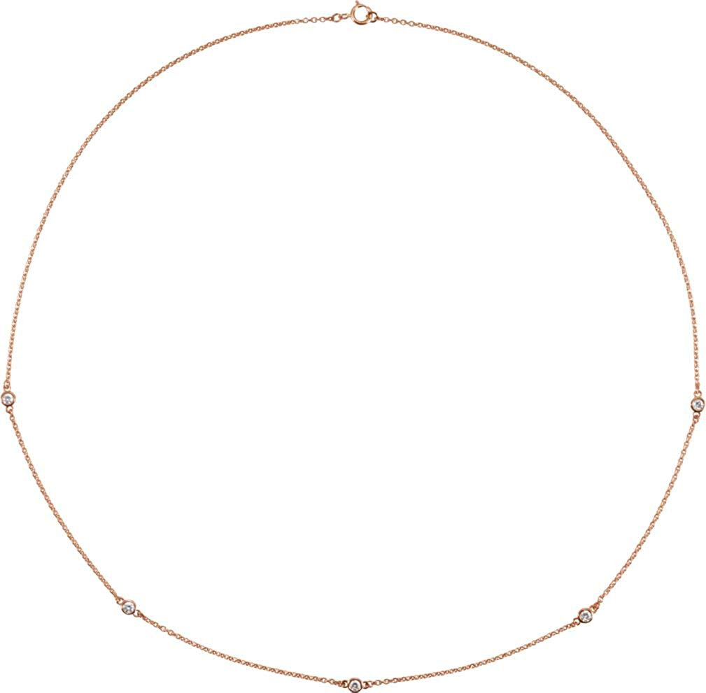 Diamond Solitaire 14k Rose Gold Pendant Necklace, 18" (1/4 Cttw)