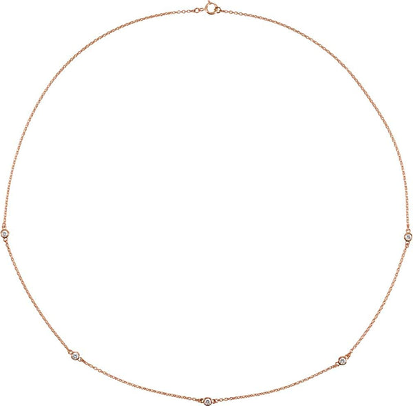 Diamond Solitaire 14k Rose Gold Pendant Necklace, 18" (1/4 Cttw)