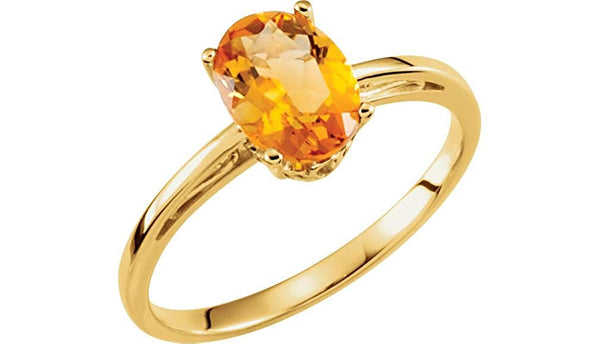 14k Yellow Gold 1.20 Ct Solitaire Citrine Ring, Size 7