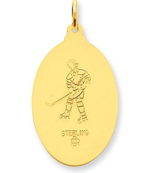 24k Gold-Plated Sterling Silver St. Christopher Hockey Medal