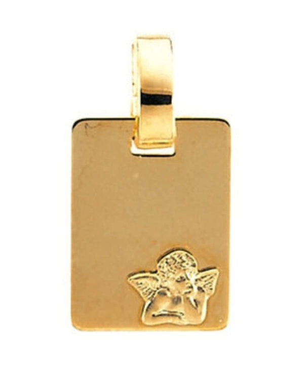 14k Yellow Gold Rectangle Angel Medal (12x9 MM)