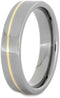 14k Yellow Gold Winding Stripe 5mm Comfort-Fit Titanium Wedding Band, Size 6.75