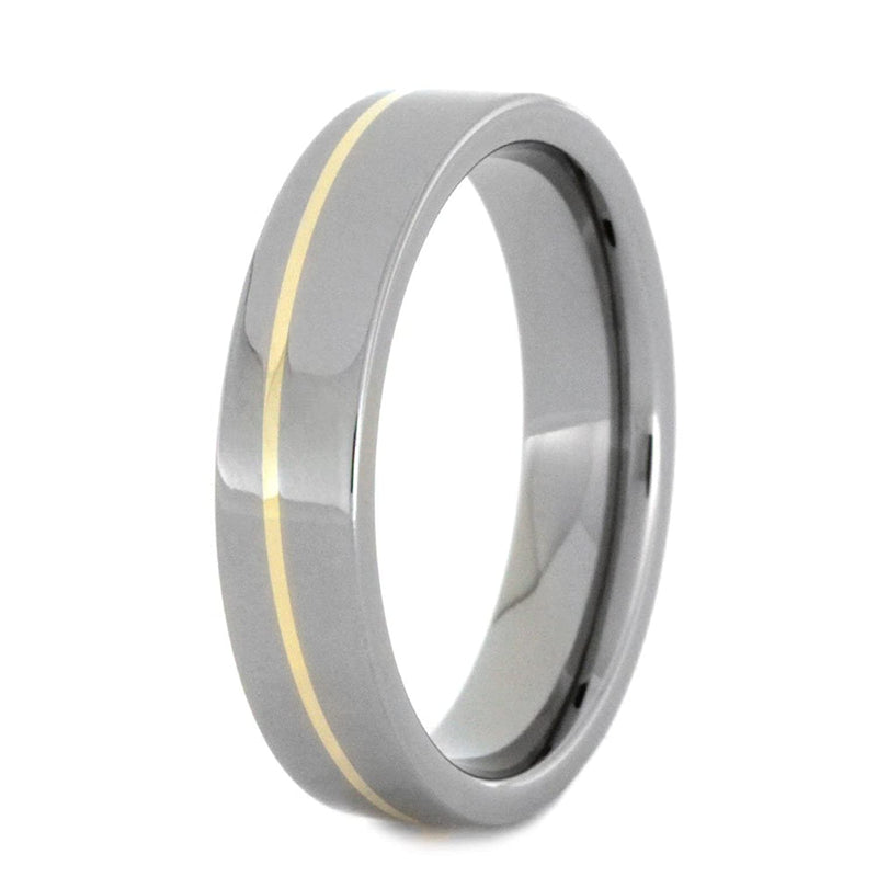 14k Yellow Gold Winding Stripe 5mm Comfort-Fit Titanium Wedding Band