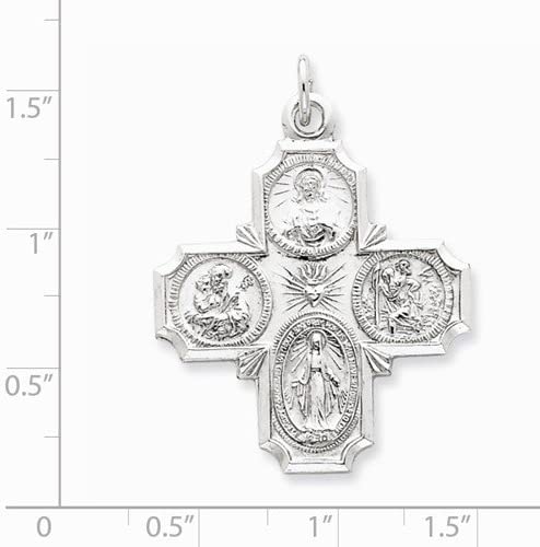 Sterling Silver 4-Way Cross Medal (35X30MM)