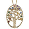 Multi Gemstone Tree Pendant Necklace, 10k Yellow Gold, 12k Green and Rose Gold Black Hills Gold Motif, 18"