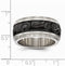 Edward Mirell Titanium and Black Titanium Inlay Fancy Design 11mm Wedding Band, Size 8.5