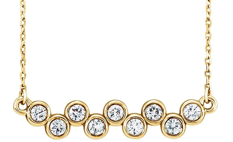Bezel-Set Diamond Bar Necklace, 14k Yellow Gold, 16-18" (0.5 Ctw, G-H Color,I1 Clarity)