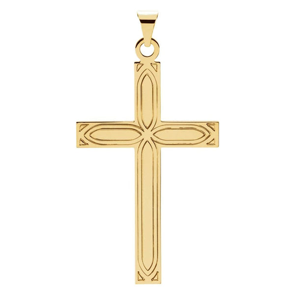 Christian Cross with Embossed Passion Cross 14k Yellow Gold Pendant