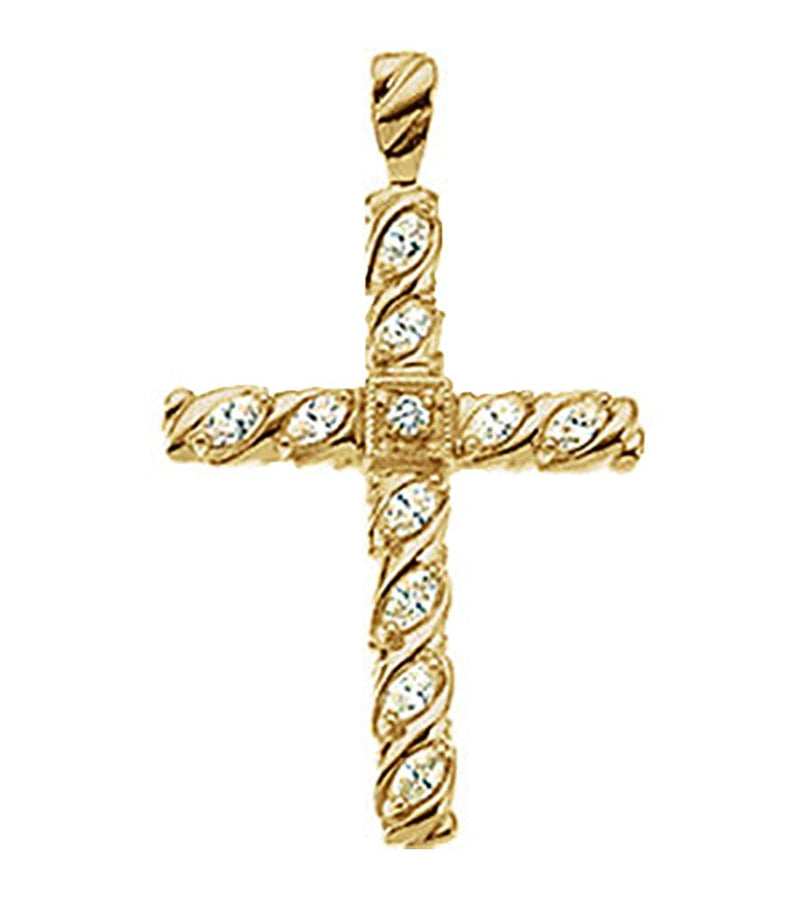 Paternoster Diamond Cross 14k Yellow Gold Pendant