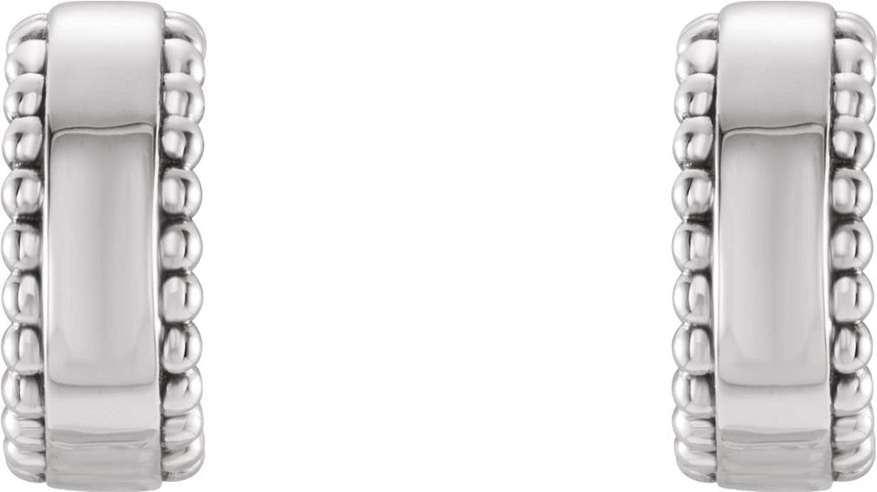 Bead Trim Earrings, Rhodium-Plated 14k White Gold