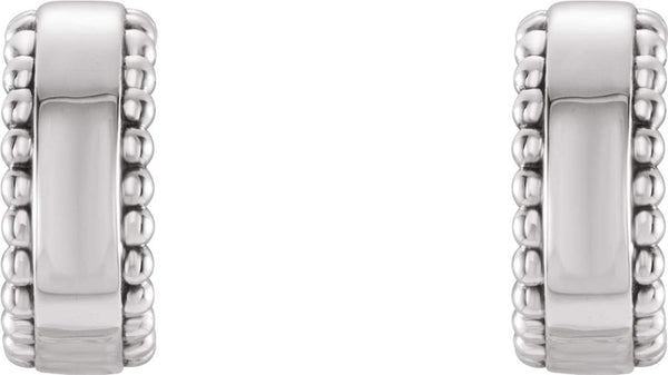 Bead Trim Earrings, Rhodium-Plated 14k White Gold