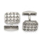 Stainless Steel Polished Satin-Brushed Cubic Zirconia Cuff Links